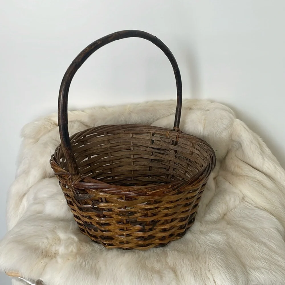 Basket Everything Brand. Vintage from the 70’s. Bamboo Handle